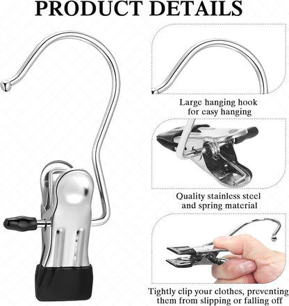 150 Pcs Boot Hangers Clips Laundry Hooks Hanging Stainless Steel Clothes Pins - Image 3