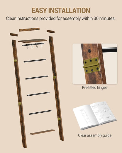 Blanket Ladder Shelf, Decorative Quilt Rack, 7-Tier Farmhouse Ladder Holder - Image 7