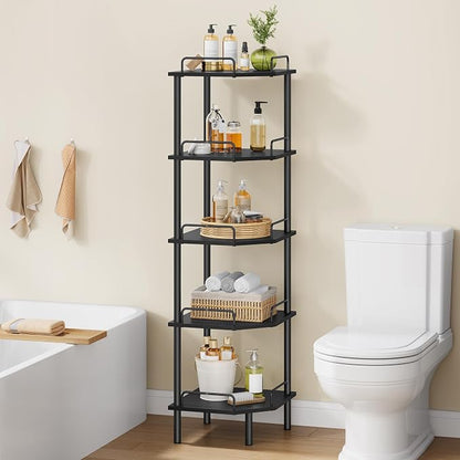Tajsoon 5 Tier Corner Shelf Stand, Standing Corner Shelf Unit, Industrial - Image 9