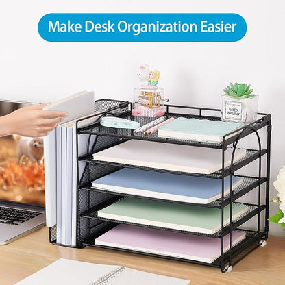 AUPSEN Desk Organizers and Accessories, 5-Tier Desktop Paper File Organizer - Image 4