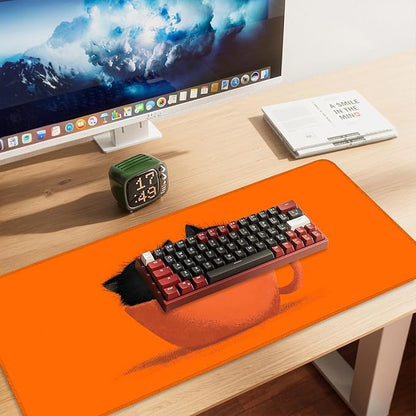 Large Cute Black Cat Mouse Pad, Extended Desk Mat - Image 2