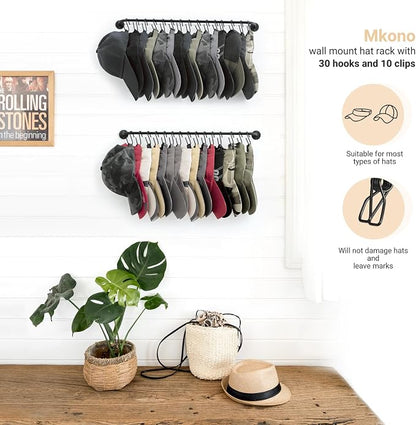 Mkono Hat Rack for Wall Baseball Cap Organizer Hanger - Image 4
