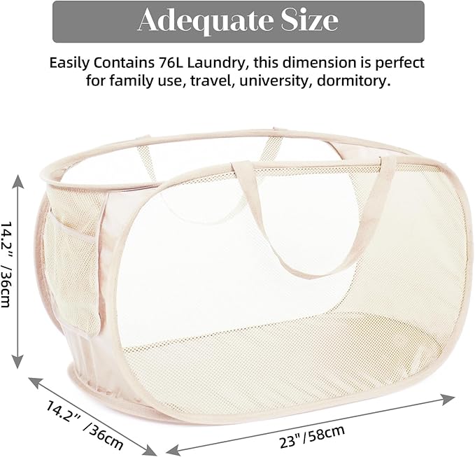 4 Pcs Durable Collapsible Laundry Baskets, Foldable Large Opening Pop Up - Image 3