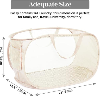 Durable Collapsible Laundry Baskets, Mesh Pop Up Laundry Hamper - Image 3