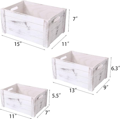 Farmhouse Antique White Wooden Crate - Image 2