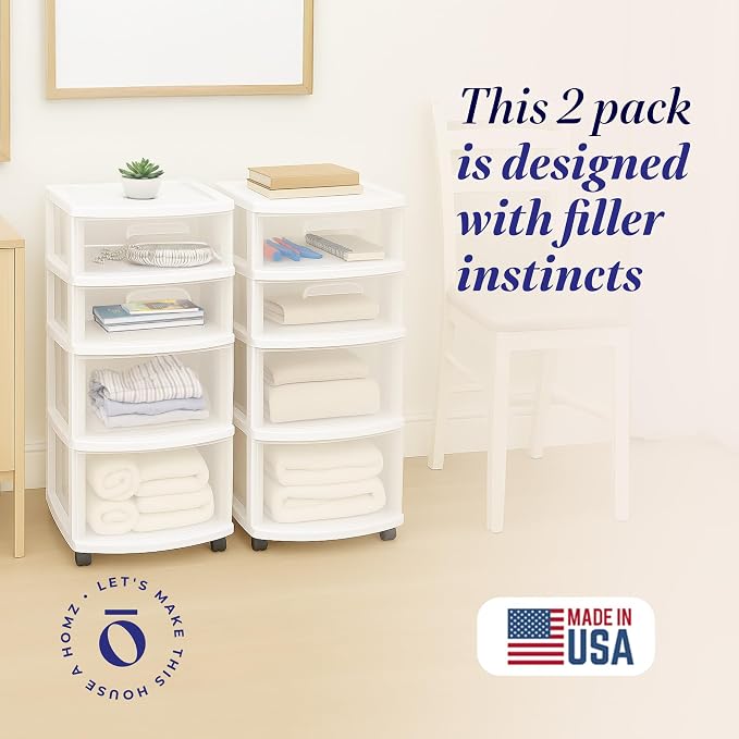 HOMZ Drawer Tower, 4-Tier Storage Cart - Image 4
