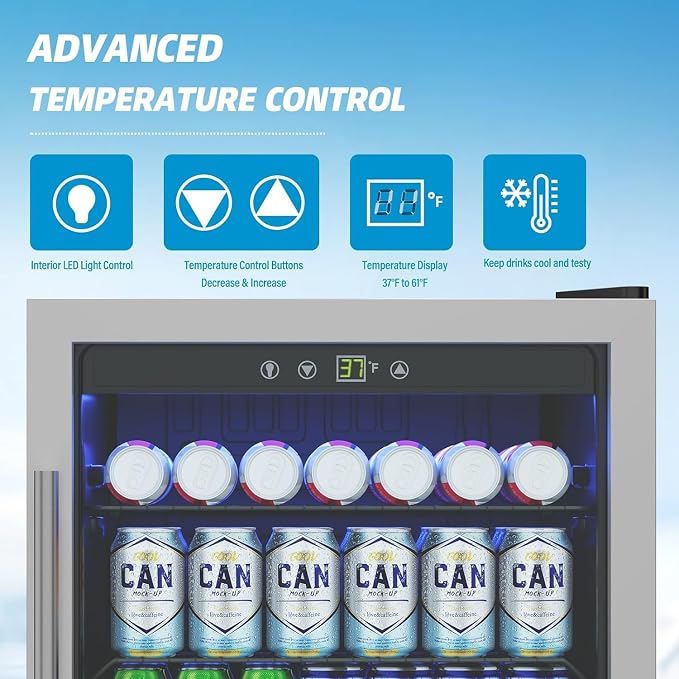 Compact Beverage Refrigerator Cooler, 145 Can/4.5 Cubic Feet Mini Fridge - Image 6