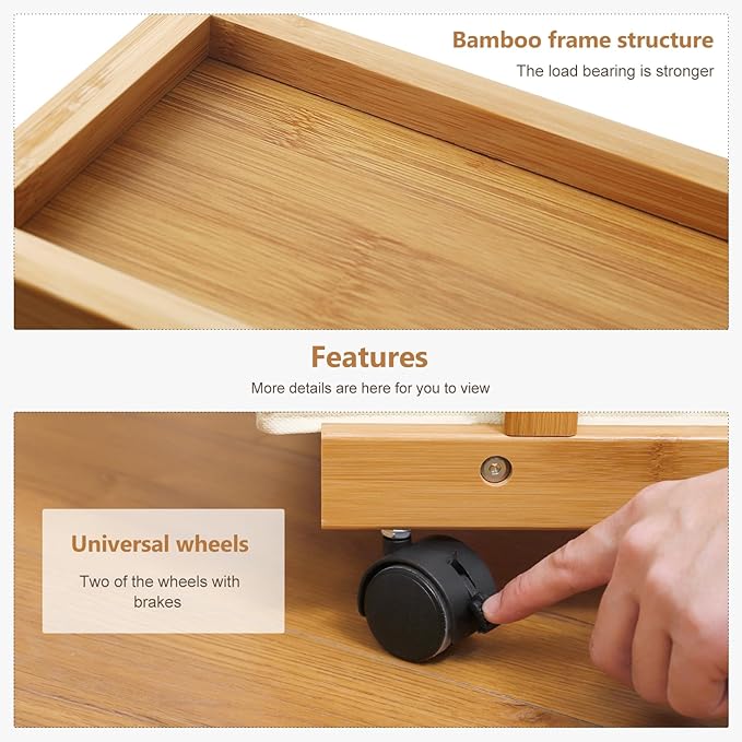 Homde Laundry Basket 3 Tier Bamboo Storage Shelf - Image 3