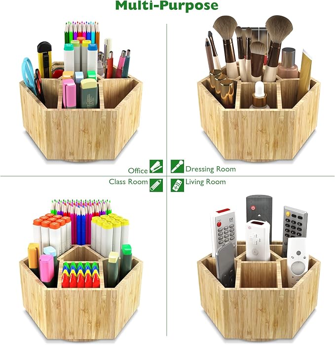 Bamboo Art Supply Organizer, Back to School Supplies, Hold 350+ Pencils - Image 4