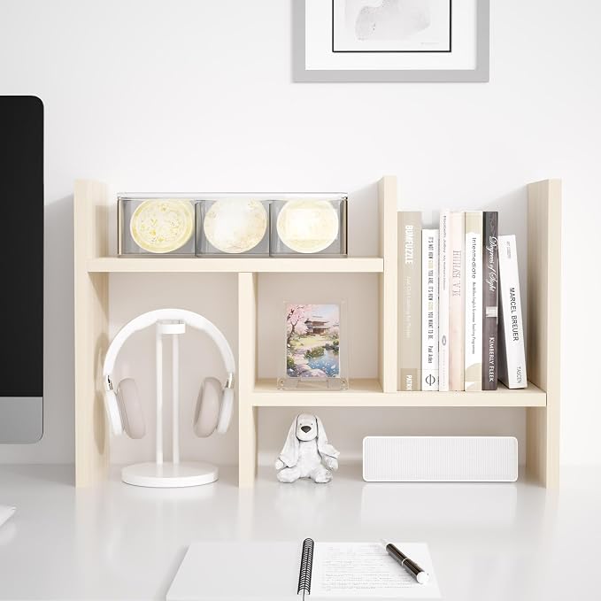 Jerry & Maggie Desktop Organizer Office Storage Rack Adjustable Wood Display - Image 7