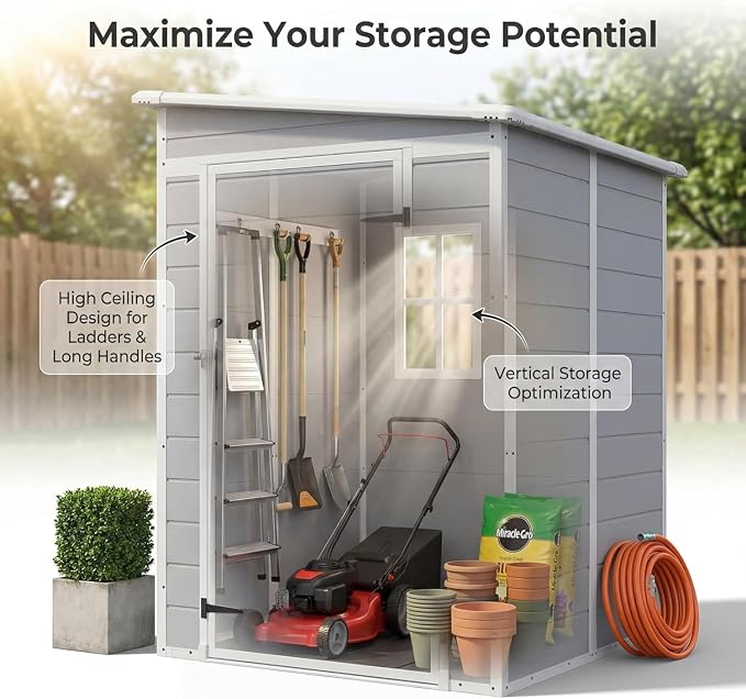 Devoko 5 x 4 FT Plastic Outdoor Storage Shed - Image 3
