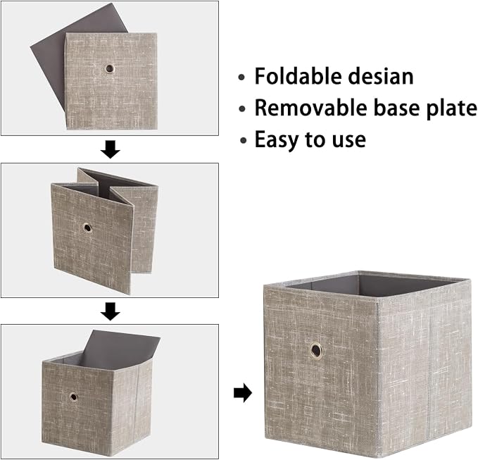 Foldable Storage Cubes Bins, 11 Inch Cloth Storage Cube Fabric Storage Box - Image 6