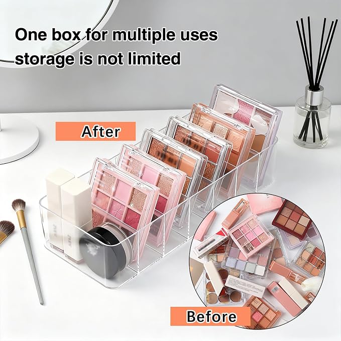 2 Pack Clear Acrylic Makeup Organizers, 7-Section Bathroom Organizer - Image 6
