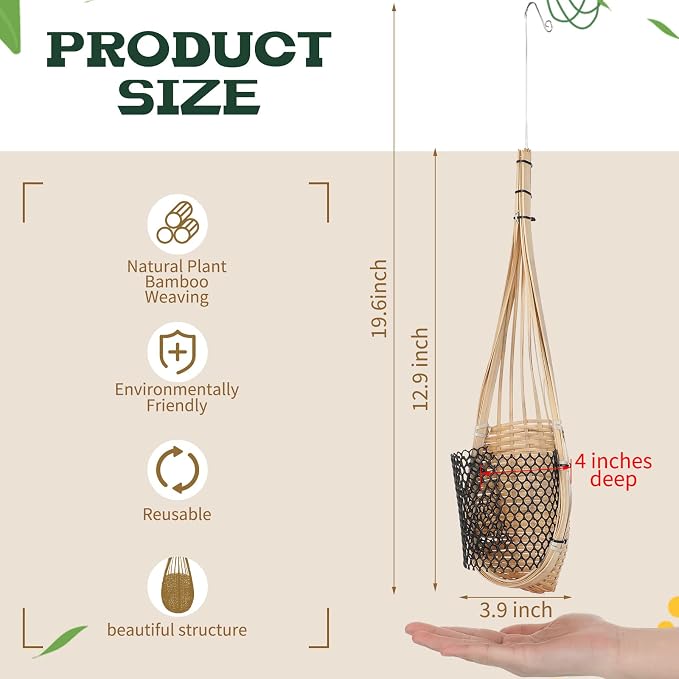 Weysat 10 Pack Hanging Orchid Planter Thai Bamboo Woven 4 Inch Bird Nest Style - Image 2