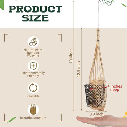 Weysat 10 Pack Hanging Orchid Planter Thai Bamboo Woven 4 Inch Bird Nest Style - Image 2
