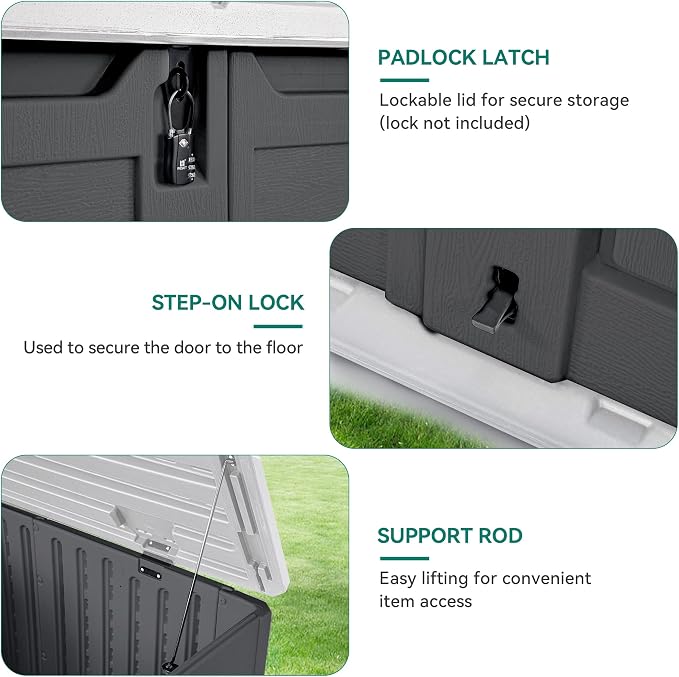 YITAHOME Outdoor Horizontal Storage Sheds w/o Shelf, Weatherproof Resin Tool - Image 7