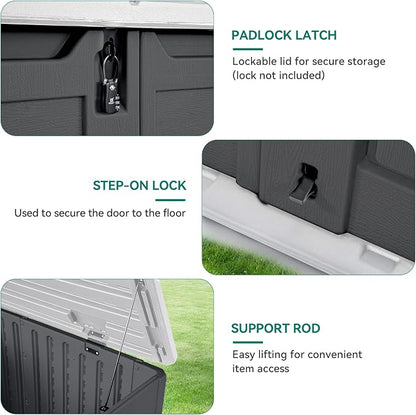 YITAHOME Outdoor Horizontal Storage Sheds w/o Shelf, Weatherproof Resin Tool - Image 7