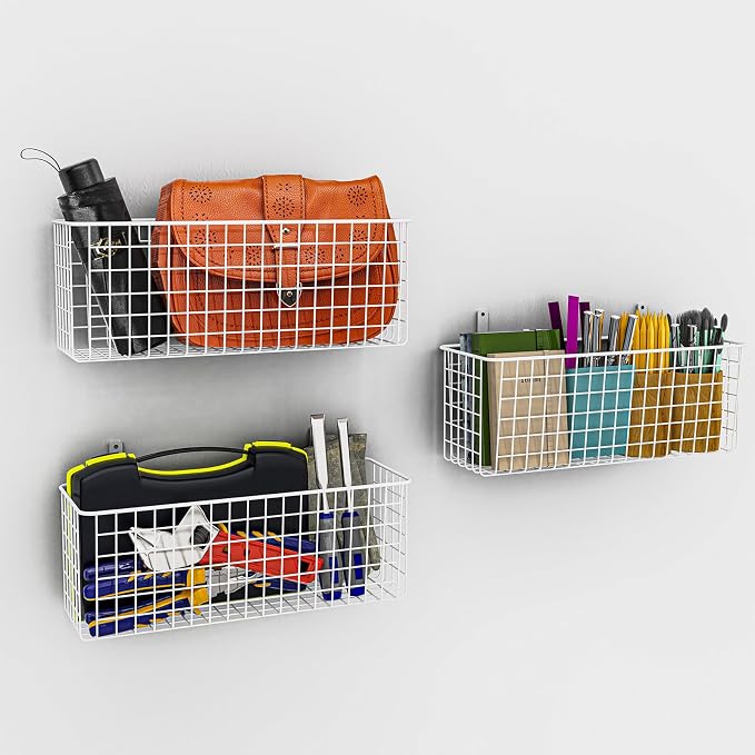 Joben Oligey 3 Set Hanging Wall Wire Baskets, Farmhouse Food Storage Kitchen - Image 5