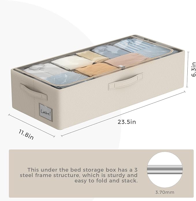 Under Bed Storage Bins Frame Storage Box Oxford Fabric Sturdy Underbed - Image 4
