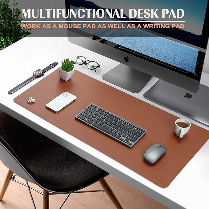 K KNODEL Large Office Leather Desk Mat, Mouse and Keyboard Pad, Computer and - Image 2