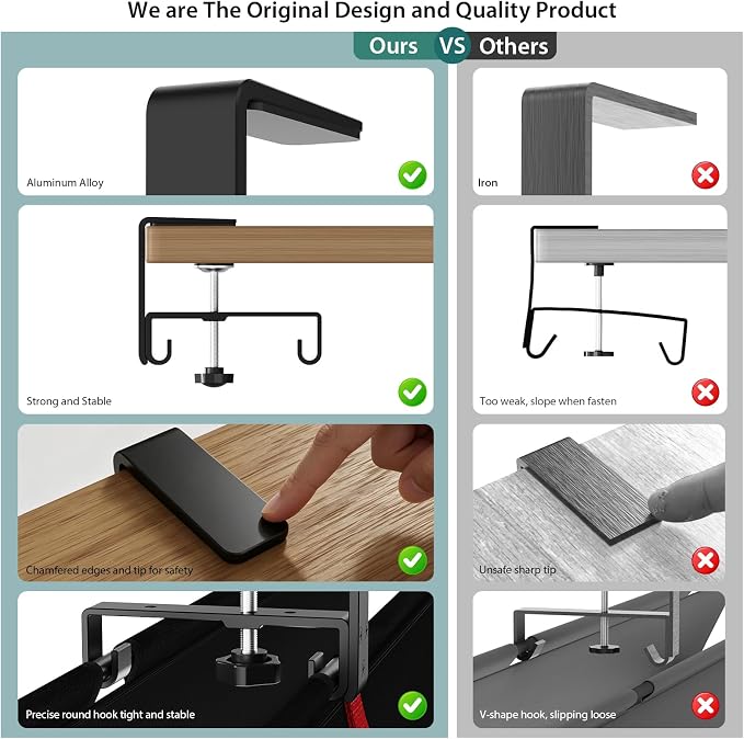 Univivi No Drill Under Desk Cable Management Tray, Clamp/Screw Mount Desk Cable - Image 7