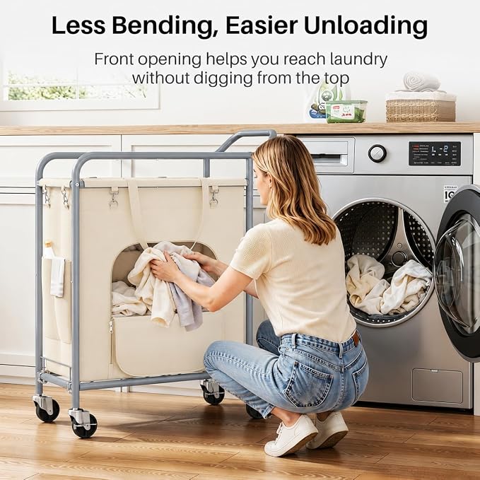 Laundry Basket with Wheels, Rolling Laundry Hamper with 38.4" Tall Handle - Image 5