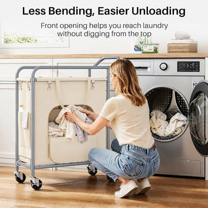 Laundry Basket with Wheels, Rolling Laundry Hamper with 38.4" Tall Handle - Image 5