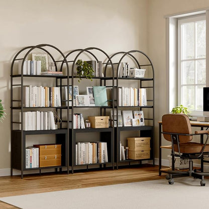 BREEZEHEAT 4-Tier Arched Bookshelf, Floor Standing Open Display Storage Shelf - Image 7