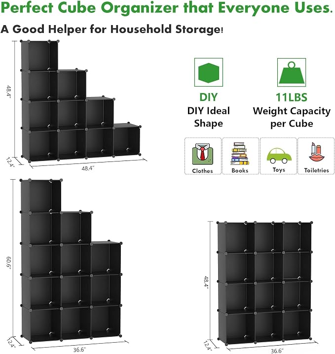 C&AHOME Cube Storage Organizer, 12-Cube Shelves Units, Closet Cabinet, DIY - Image 6