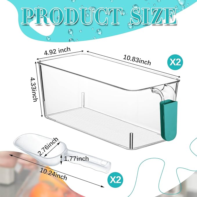 Havawish Ice Storage Bin and Flexible Scoop Set Plastic Freezer Bin - Image 2