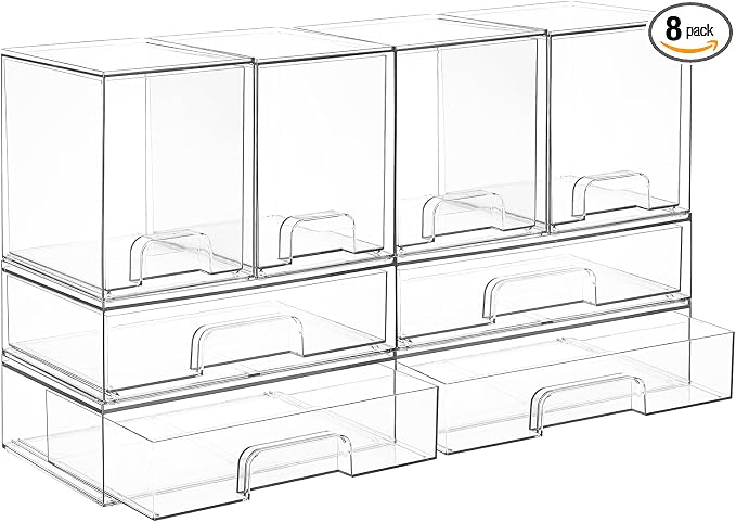 Vtopmart 8 Pack Stackable Storage Drawers Set, Beauty Supplies Storage by Vtopmart