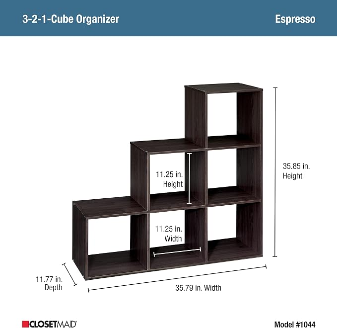 ClosetMaid Cubeicals 3-2-1 Cube Storage Shelf Organizer Bookshelf - Image 3