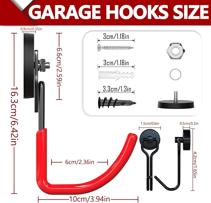 3-H Heavy Duty Magnet Garage Hooks 2 Pack, J Shape Strong Magnetic Hooks - Image 3