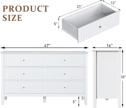 RoyalCraft White 6 Drawer Dresser - Image 2