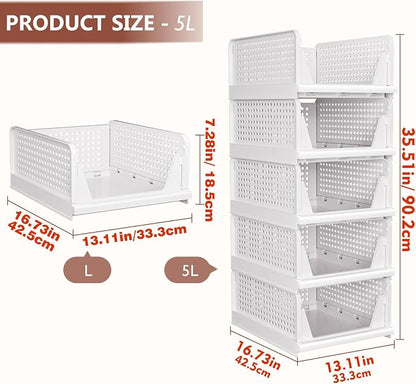 CTSNSLH 5 Pack Closet Organizers Stackable Storage Box | White Stackable - Image 2