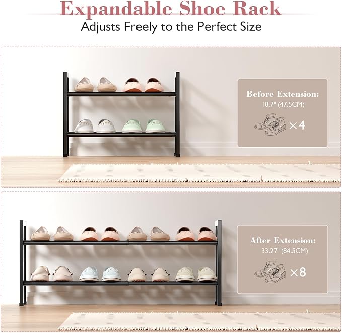 Bumusty 2 Tier Expandable Shoe Rack - Image 4