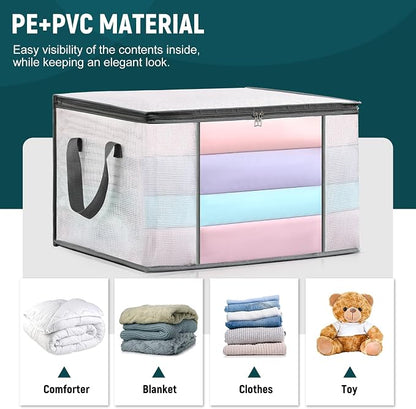 LANDNEOO 6-Pack Clothes Storage Bags, Plastic Foldable Blanket Storage bins - Image 3