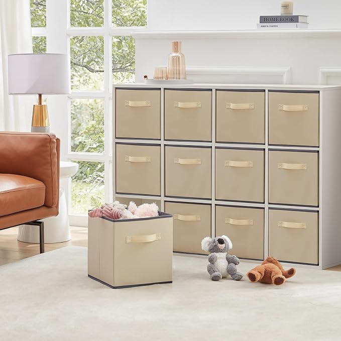 Lifewit Storage Cubes, 11 Inch Organizer Bins, 18L Beige, 12 Packs | Foldable - Image 7