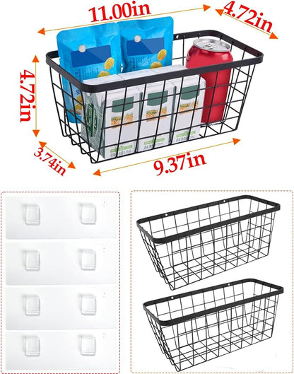 2 Pack Hanging Wall Basket Organizer Over the Cabinet Door Wire Baskets - Image 2