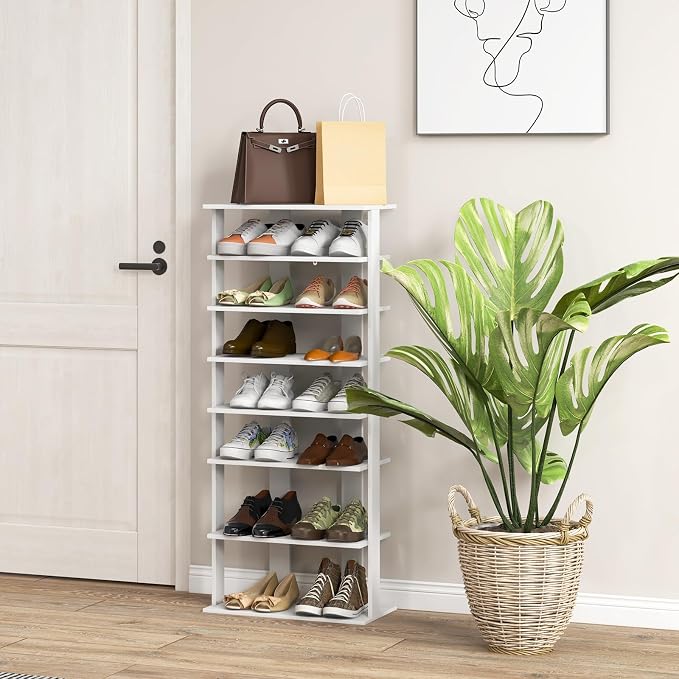 Tangkula 8-Tier Vertical Shoe Rack, Space-Saving Corner Shoe Organizer - Image 3