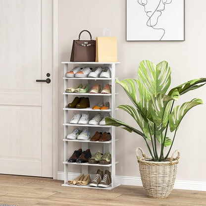 Tangkula 8-Tier Vertical Shoe Rack, Space-Saving Corner Shoe Organizer - Image 3