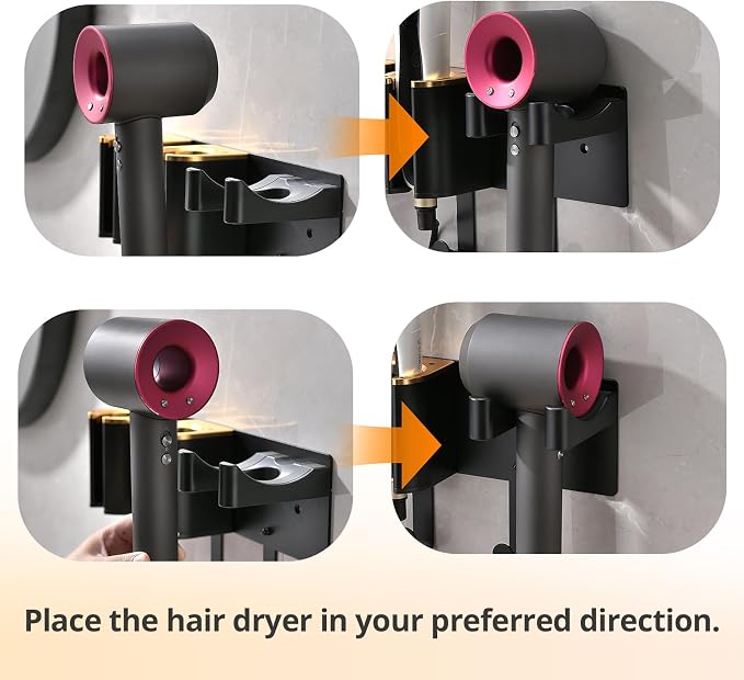 Hair Dryer Holder Wall Mount, Curling Iron Holder, 3 in 1 Hair Tool Organizer - Image 3