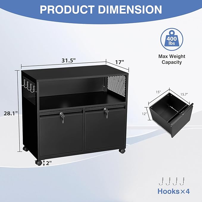 Metal File Cabinet, 2 Drawer Filing Cabinet - Image 3