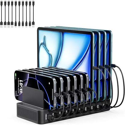 USB C Charging Station for Multiple Devices, 10-Port 100W Charging Dock by nongxiang