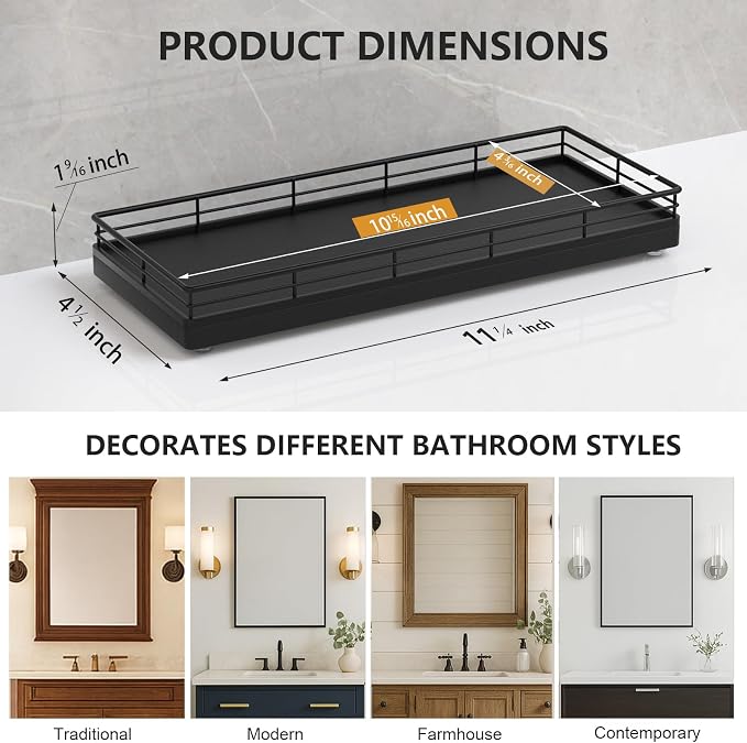 Bathroom Tray for Counter Top Organizer – Oak Wood Vanity Tray - Image 6