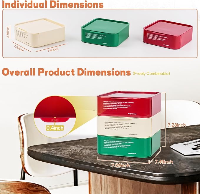 3-Pack Stackable Drawer Desktop Organizer, Suitable - Image 2