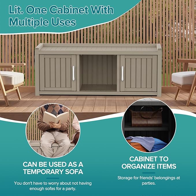 ROJIK Shoe Cabinet Waterproof UV-Resistant, Storage Bench Indoor Outdoor - Image 4