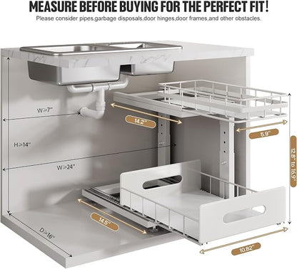 Under Sink Organizer Upgrade To Professional Rails, 2-Tier Dual Pull Out - Image 2