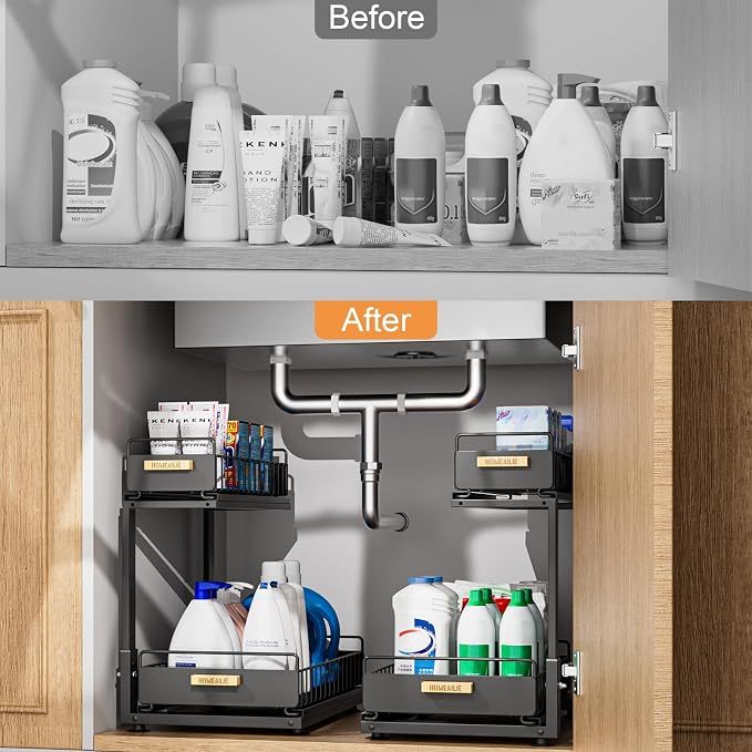 Under Sink Organizer, High Adjustable 2 Tier Under Kitchen Sink Organizer - Image 7