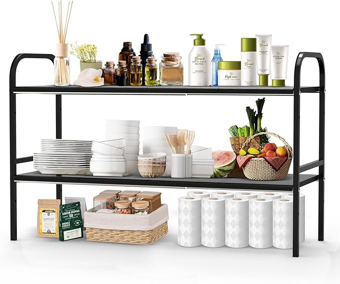 Expandable 2-Tier Under Sink Organizer, 8 Removable Plastic Boards, Tool-Free by HADWER